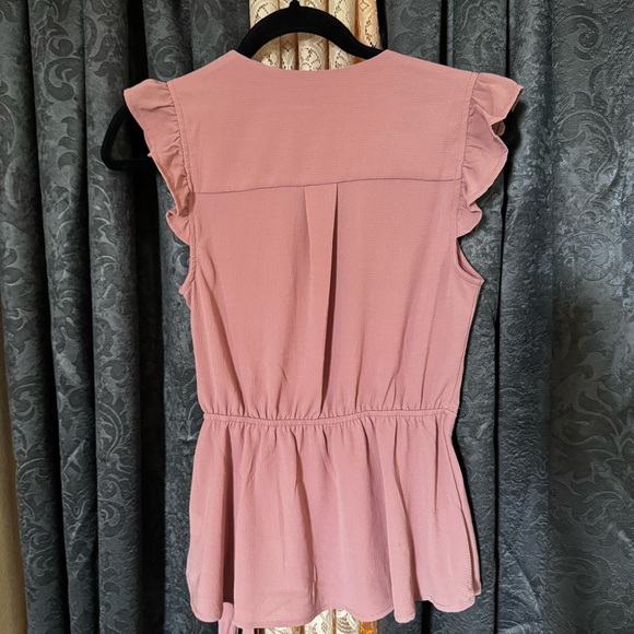 Pink Ruffle short Sleeve Wrap Top - Picture 2 of 3
